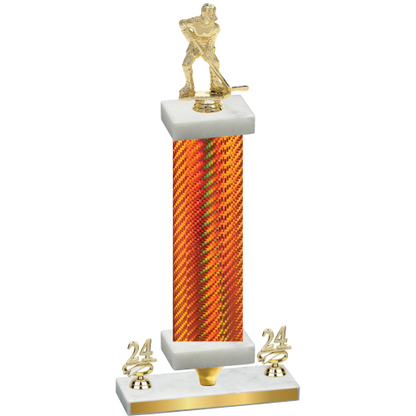 Premium Single Orange Carbon Fiber Year Hockey Trophy
