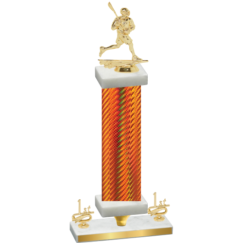 Premium Single Orange Carbon Fiber First Place Lacrosse Trophy