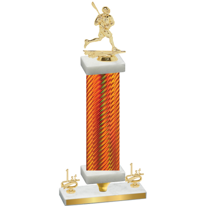 Premium Single Orange Carbon Fiber First Place Lacrosse Trophy