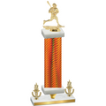 Premium Single Orange Carbon Fiber Victory Lacrosse Trophy