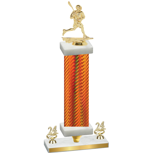 Premium Single Orange Carbon Fiber Year Lacrosse Trophy