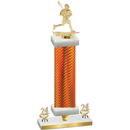 Premium Single Orange Carbon Fiber Year Lacrosse Trophy