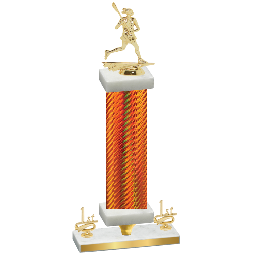 Premium Single Orange Carbon Fiber First Place Lacrosse Trophy
