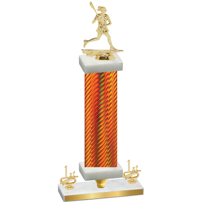 Premium Single Orange Carbon Fiber First Place Lacrosse Trophy