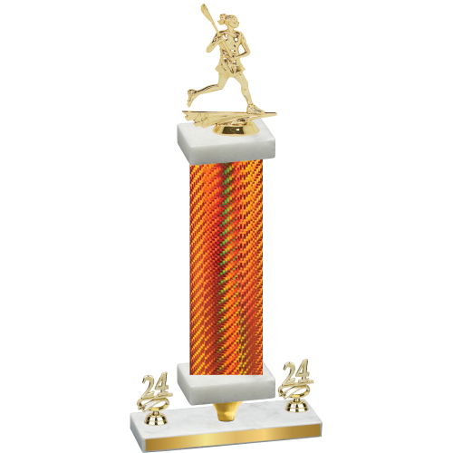 Premium Single Orange Carbon Fiber Year Lacrosse Trophy