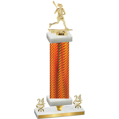 Premium Single Orange Carbon Fiber Year Lacrosse Trophy