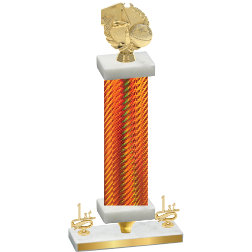 Premium Single Orange Carbon Fiber First Place Basketball Trophy