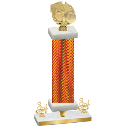 Premium Single Orange Carbon Fiber Third Place Basketball Trophy