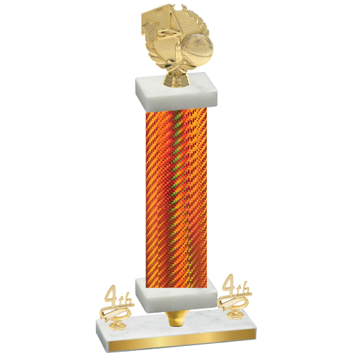 Premium Single Orange Carbon Fiber Fourth Place Basketball Trophy