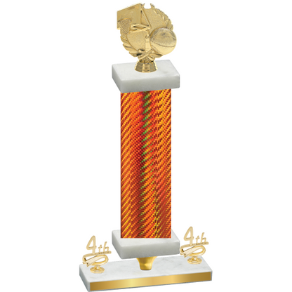 Premium Single Orange Carbon Fiber Fourth Place Basketball Trophy