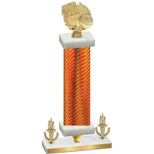 Premium Single Orange Carbon Fiber Victory Basketball Trophy