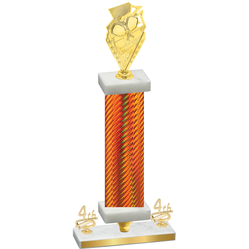 Premium Single Orange Carbon Fiber Fourth Place Pickleball Trophy