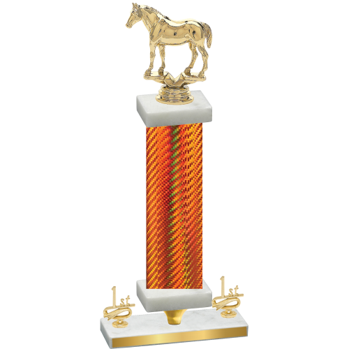 Premium Single Orange Carbon Fiber First Place Horses Trophy