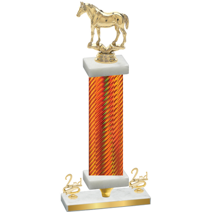 Premium Single Orange Carbon Fiber Second Place Horses Trophy