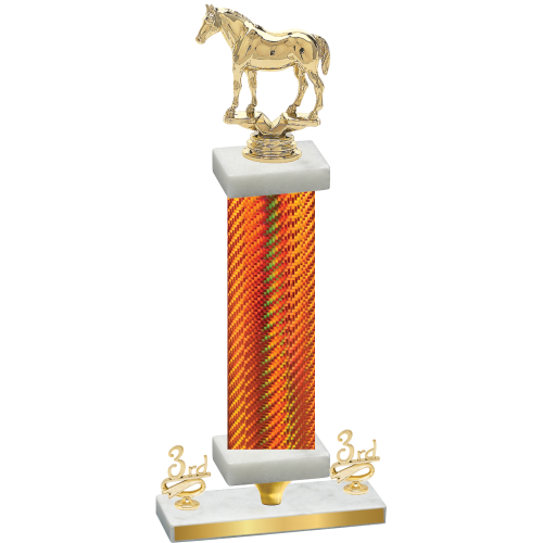 Premium Single Orange Carbon Fiber Third Place Horses Trophy