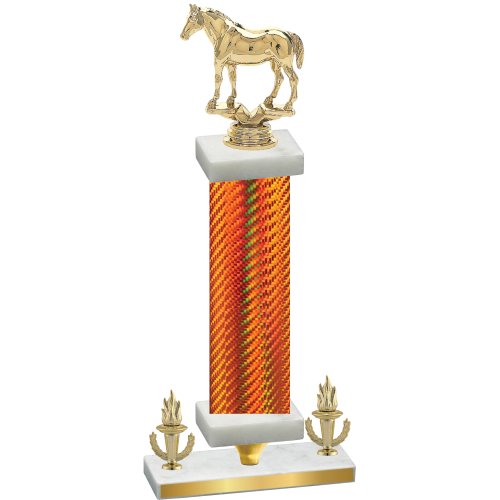 Premium Single Orange Carbon Fiber Victory Horses Trophy