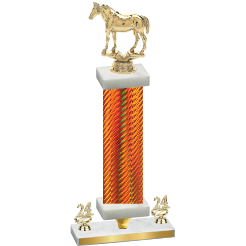 Premium Single Orange Carbon Fiber Year Horses Trophy