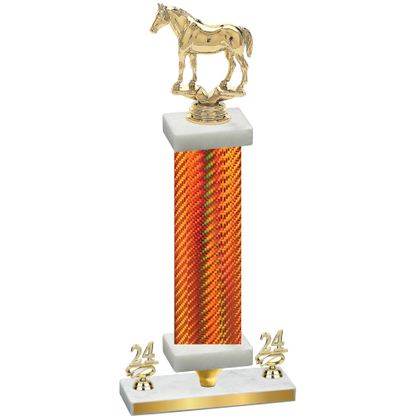 Premium Single Orange Carbon Fiber Year Horses Trophy
