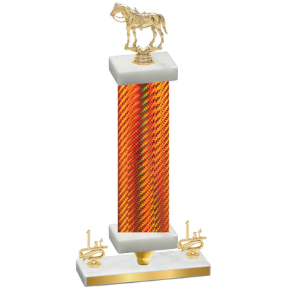 Premium Single Orange Carbon Fiber First Place Horses Trophy