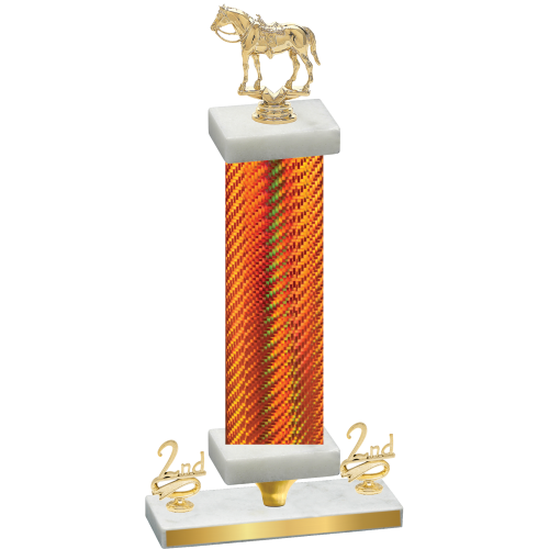 Premium Single Orange Carbon Fiber Second Place Horses Trophy