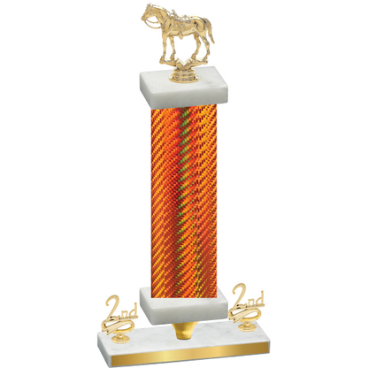 Premium Single Orange Carbon Fiber Second Place Horses Trophy