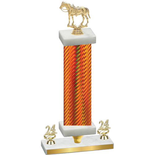 Premium Single Orange Carbon Fiber Year Horses Trophy