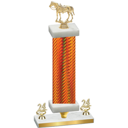 Premium Single Orange Carbon Fiber Year Horses Trophy