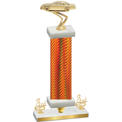 Premium Single Orange Carbon Fiber Third Place Cars Trophy