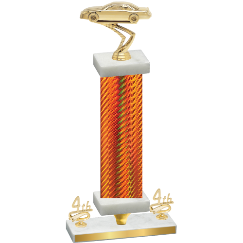 Premium Single Orange Carbon Fiber Fourth Place Cars Trophy