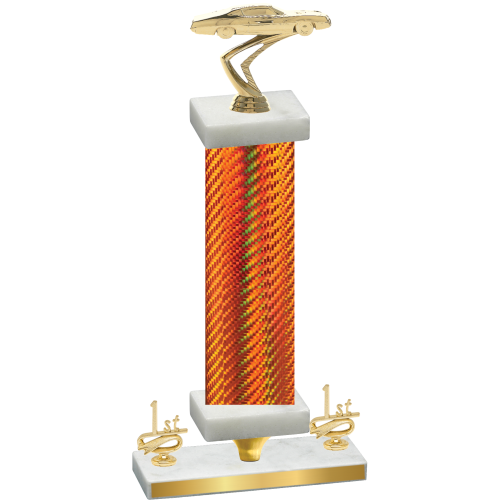 Premium Single Orange Carbon Fiber First Place Cars Trophy