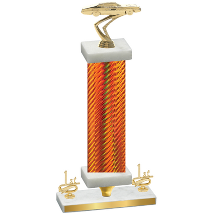 Premium Single Orange Carbon Fiber First Place Cars Trophy