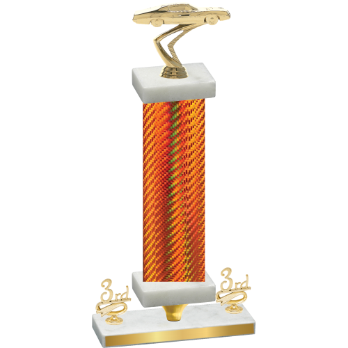 Premium Single Orange Carbon Fiber Third Place Cars Trophy