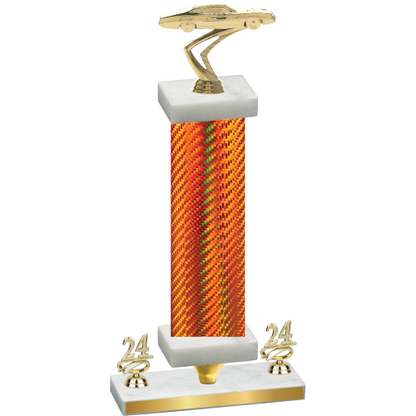 Premium Single Orange Carbon Fiber Year Cars Trophy
