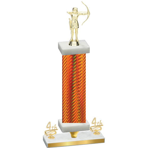 Premium Single Orange Carbon Fiber Fourth Place Archery Trophy