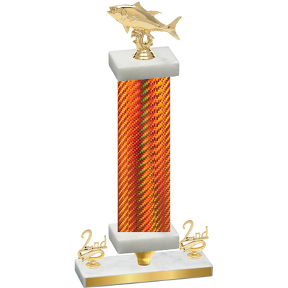 Premium Single Orange Carbon Fiber Second Place Fishing Trophy
