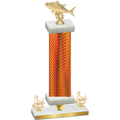 Premium Single Orange Carbon Fiber Third Place Fishing Trophy