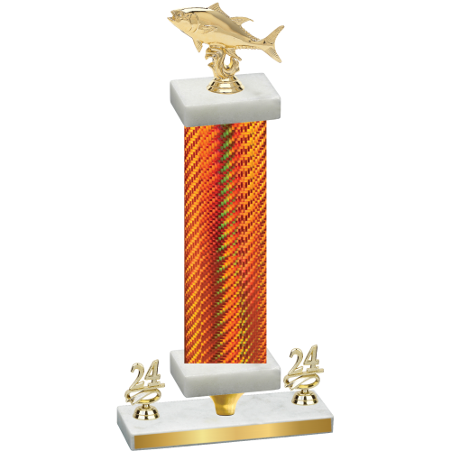 Premium Single Orange Carbon Fiber Year Fishing Trophy