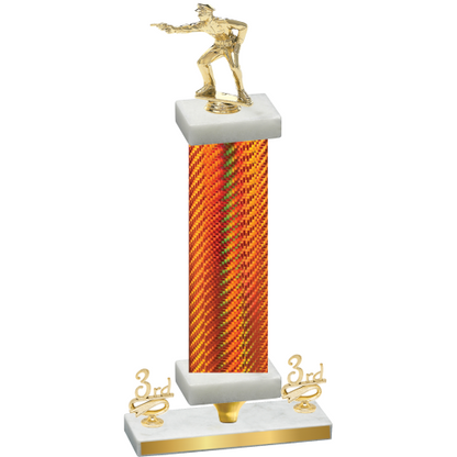 Premium Single Orange Carbon Fiber Third Place Shooter Trophy