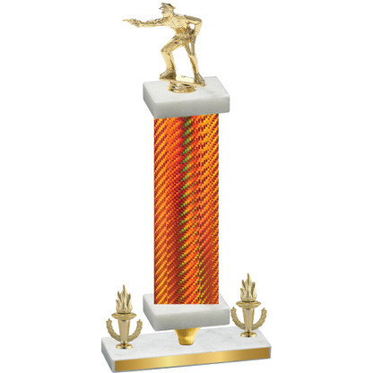 Premium Single Orange Carbon Fiber Victory Shooter Trophy