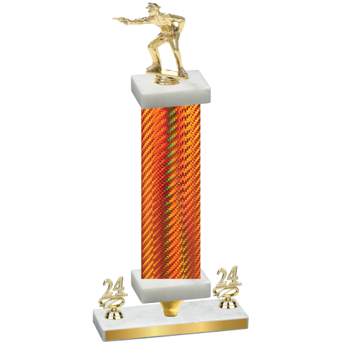Premium Single Orange Carbon Fiber Year Shooter Trophy