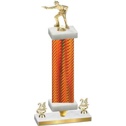 Premium Single Orange Carbon Fiber Year Shooter Trophy