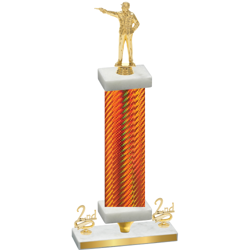 Premium Single Orange Carbon Fiber Second Place Shooter Trophy