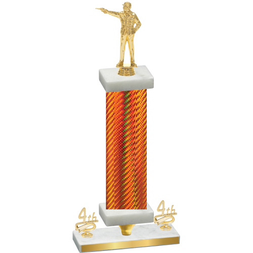 Premium Single Orange Carbon Fiber Fourth Place Shooter Trophy