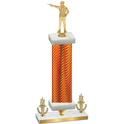 Premium Single Orange Carbon Fiber Victory Shooter Trophy
