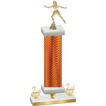 Premium Single Orange Carbon Fiber Second Place Skater Trophy