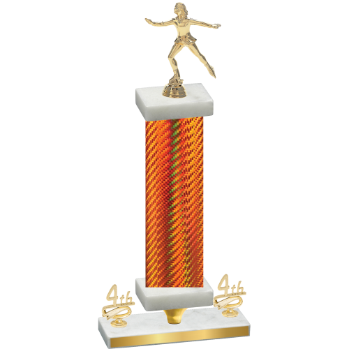 Premium Single Orange Carbon Fiber Fourth Place Skater Trophy