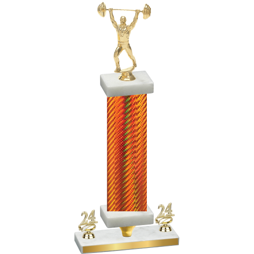 Premium Single Orange Carbon Fiber Year Weights Trophy