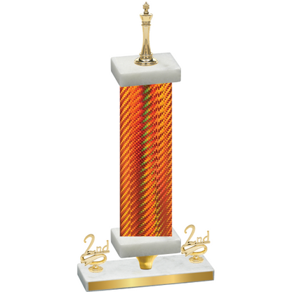 Premium Single Orange Carbon Fiber Second Place Chess Trophy