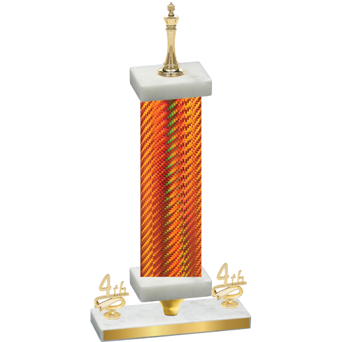 Premium Single Orange Carbon Fiber Fourth Place Chess Trophy