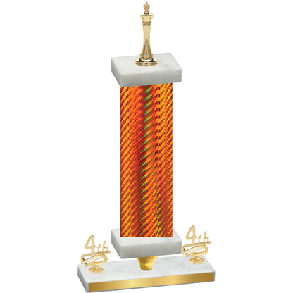 Premium Single Orange Carbon Fiber Fourth Place Chess Trophy
